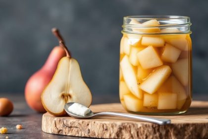 صحن ريليش الإجاص الحلو والحامض مع ملاعق وخبز محمص