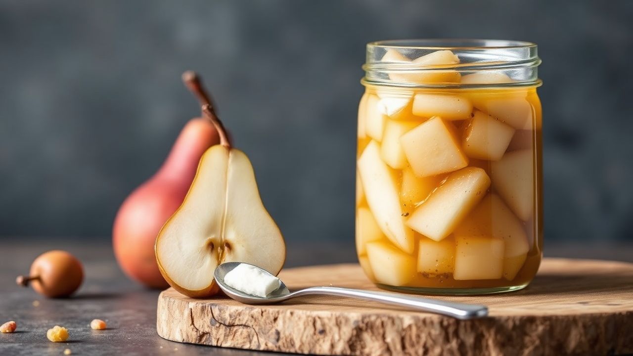 صحن ريليش الإجاص الحلو والحامض مع ملاعق وخبز محمص