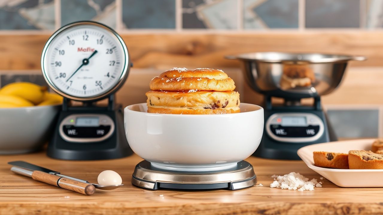 مقياس مطبخ رقمي مع دقيق وملاعق لخبز مثالي
