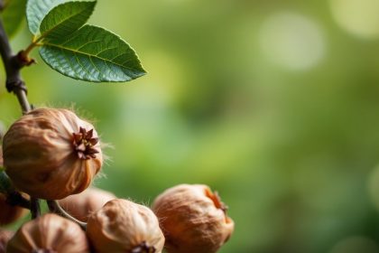 Foraging Nuts: hands gathering hazelnuts among autumn leaves in sunlit forest