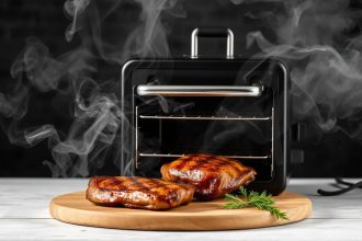مدخنة كهربائية تُصدر دخانًا ضعيفًا أثناء الشواء