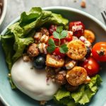 وجبة مغذية وسريعة: طبق ملون من خضار طازجة وبروتين بسيط