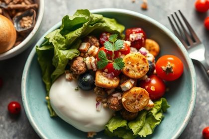 وجبة مغذية وسريعة: طبق ملون من خضار طازجة وبروتين بسيط