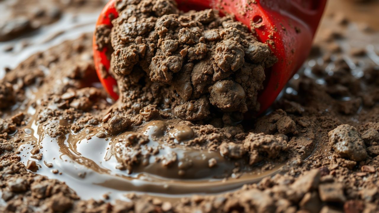 صورة مقربة لمزيج موحل (سلاَري) تُظهر قوامه وتركيبته العلمية