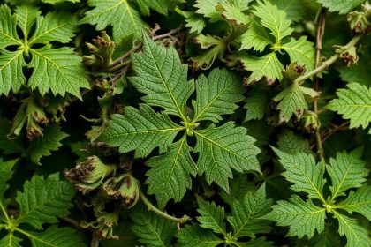 أوراق القراص معلقة تتجفف لحفظ الخضر في دليل الجامعين