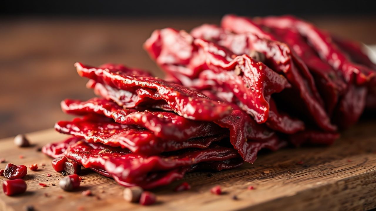 لحم بقري مفروم مجفف ومتبّل، نكهة غنية، لا حاجة لسلاح