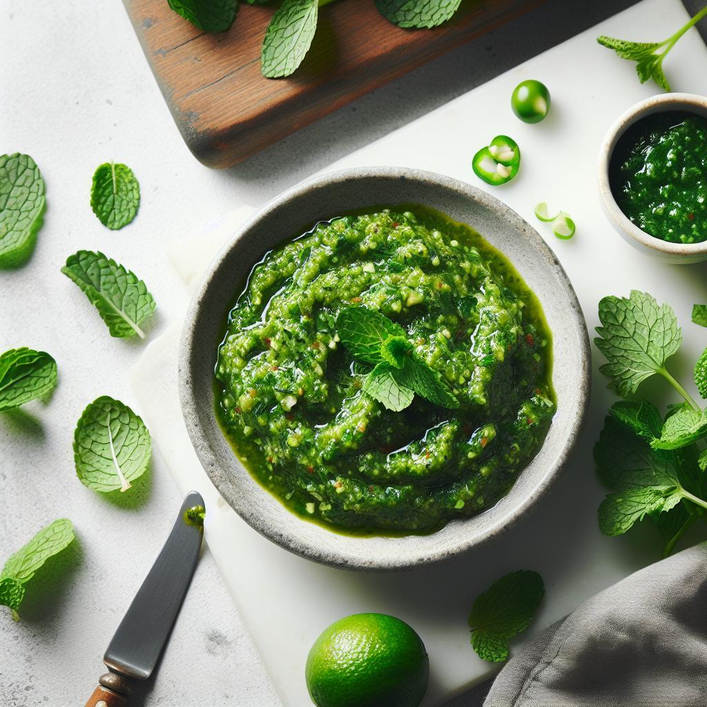 Zesty Homemade Green Chutney: Fresh Cilantro Mint Magic