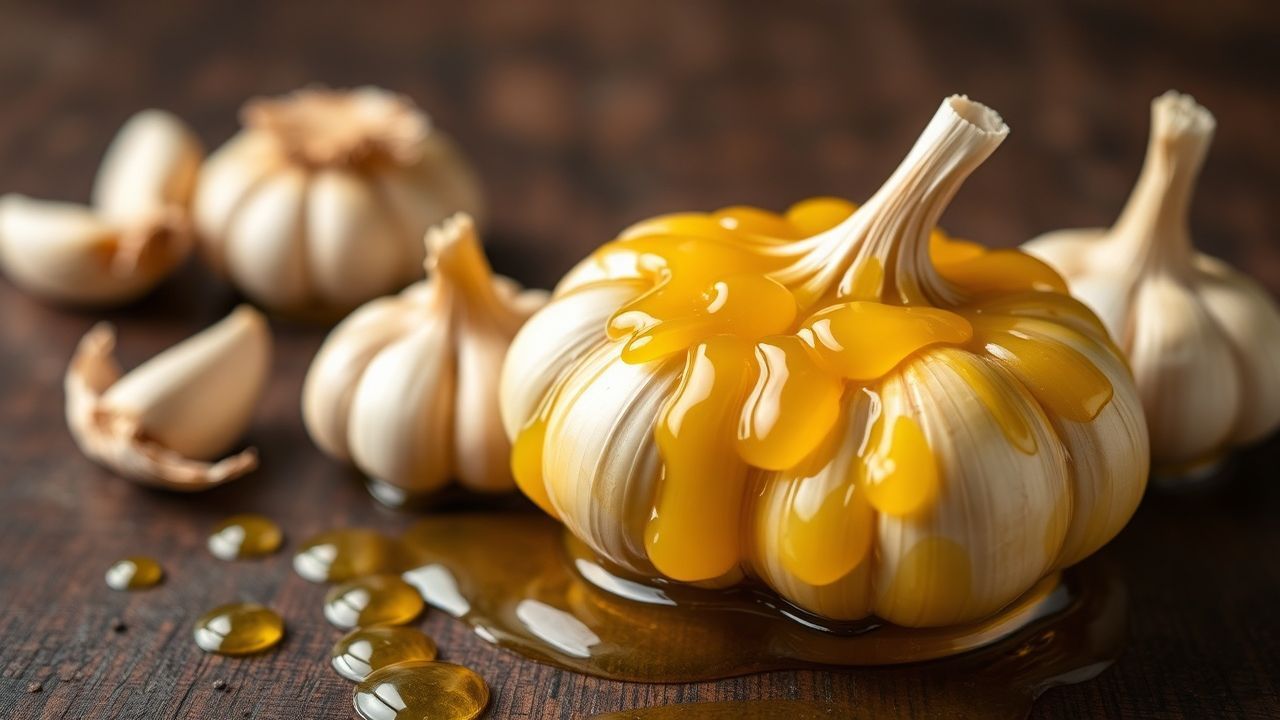 ثوم كونفيت ذهبي في زيت زيتون، شرائح ناعمة ومكرملة