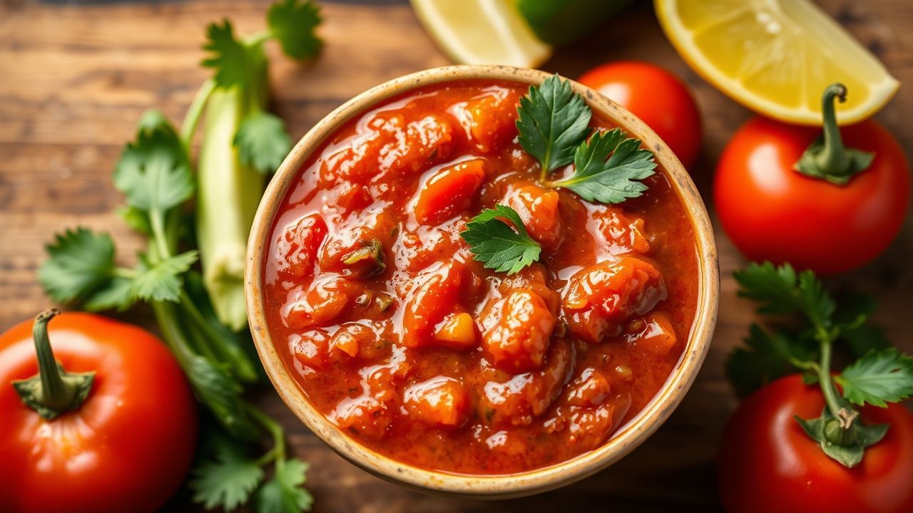 روتيل منزلية: طماطم مقطعة وفلفل حار طازج