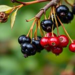 حبات توت غومي البري المتلألئة على غصن جاهز للجني