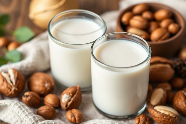 قنينة حليب جوز الهيكوري الكريمي إلى جانب مكسرات وتعليمات خطوة بخطوة