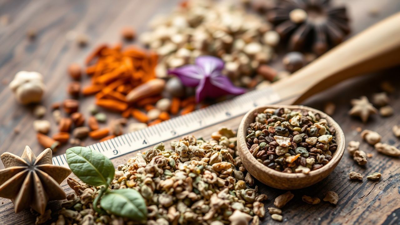 أعشاب مجففة في أوعية زجاجية بجانب تقويم يوضح مدة صلاحيتها