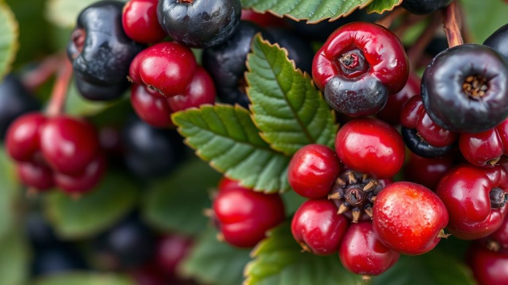 شخص يفحص توت بري في الغابة مع دليل تحديد يدوي