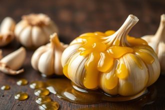 ثوم كونفيت ذهبي في زيت زيتون، شرائح ناعمة ومكرملة