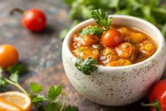 طبق مخلل فلفل حلو وحار، ألوان زاهية وقطع لامعة وملمس مقرمش