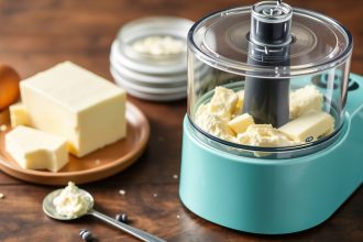 معالج طعام يخفق الكريمة إلى زبدة منزلية ذهبية في دقائق