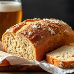 رغيف خبز البيرة الذهبي المقرمش مع زبدة ذائبة