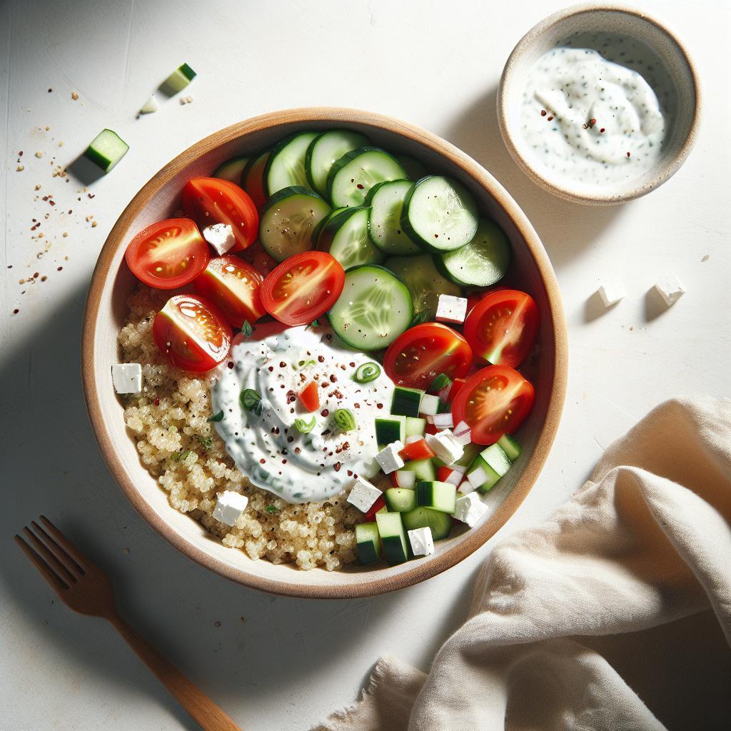 Bright Bites: Greek Quinoa Bowls with Creamy Tzatziki