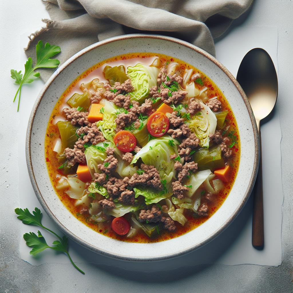 Hearty Keto Cabbage Soup: Savory Ground Beef Delight