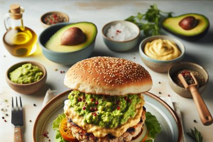 Savory Turkey Burger with Creamy Avocado Mash Delight