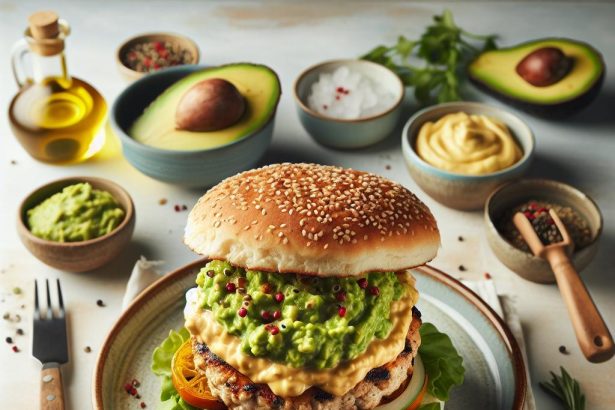 Savory Turkey Burger with Creamy Avocado Mash Delight