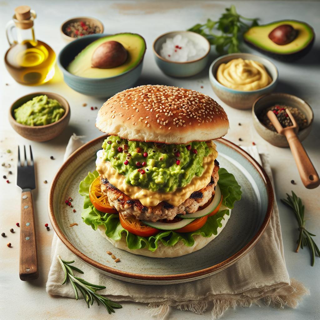 Savory Turkey Burger with Creamy Avocado Mash Delight