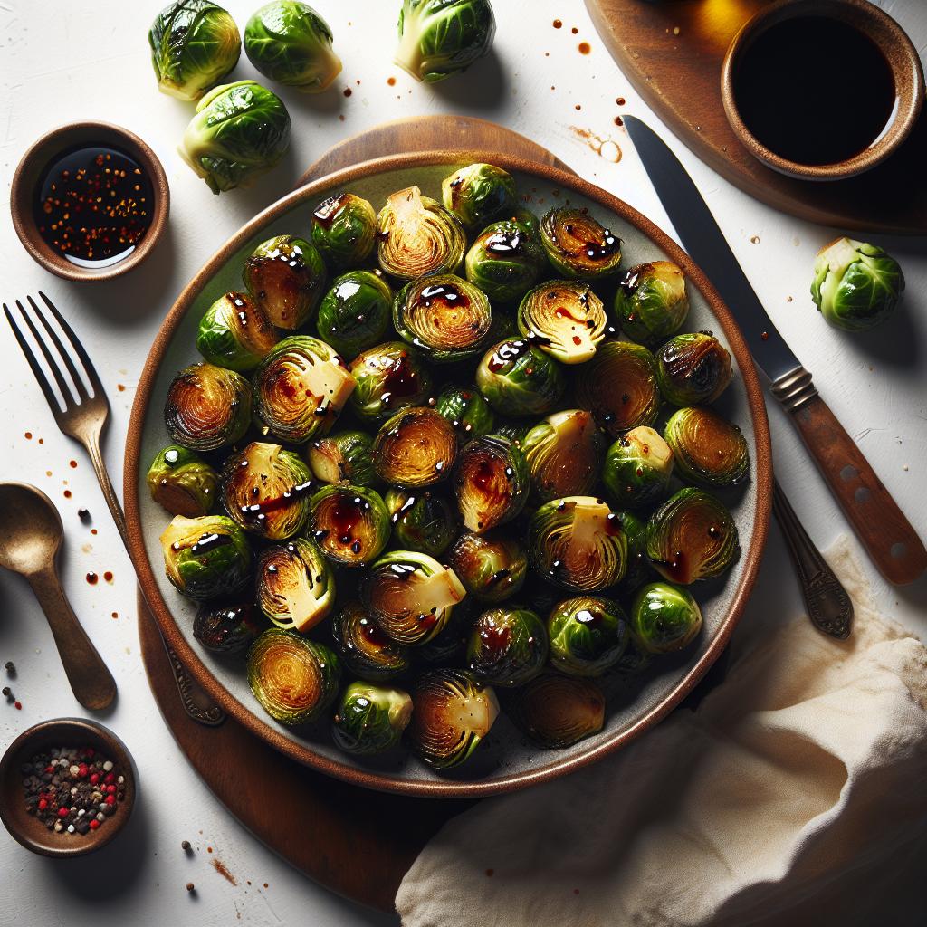 Crispy Roasted Brussels Sprouts with Tangy Balsamic Glaze