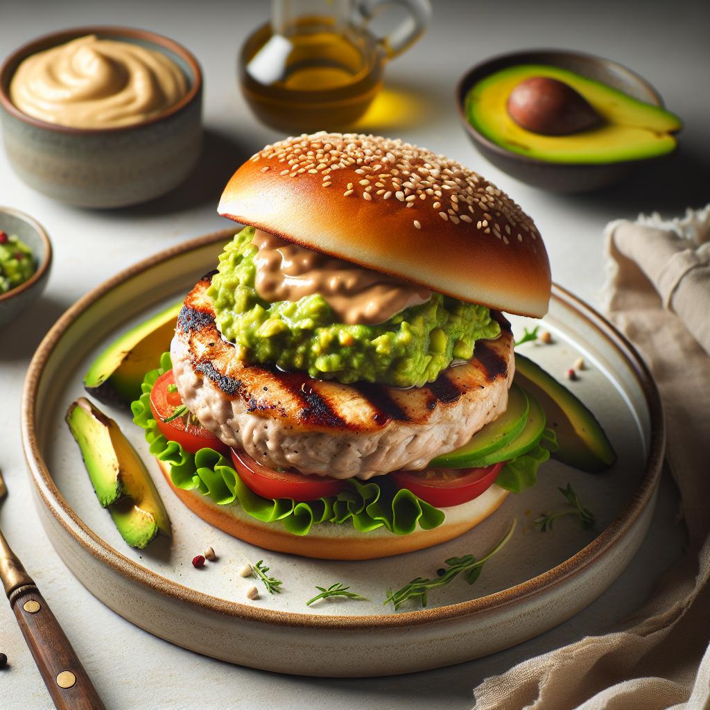 Savory Turkey Burger with Creamy Avocado Mash Delight